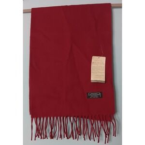 WOOLMARK 100% Pure Lambs Wool Fringe Scarf Wrap 12x58 NEW NWT Cranberry Red